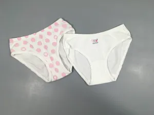 2 Culottes blanches/pois rose
