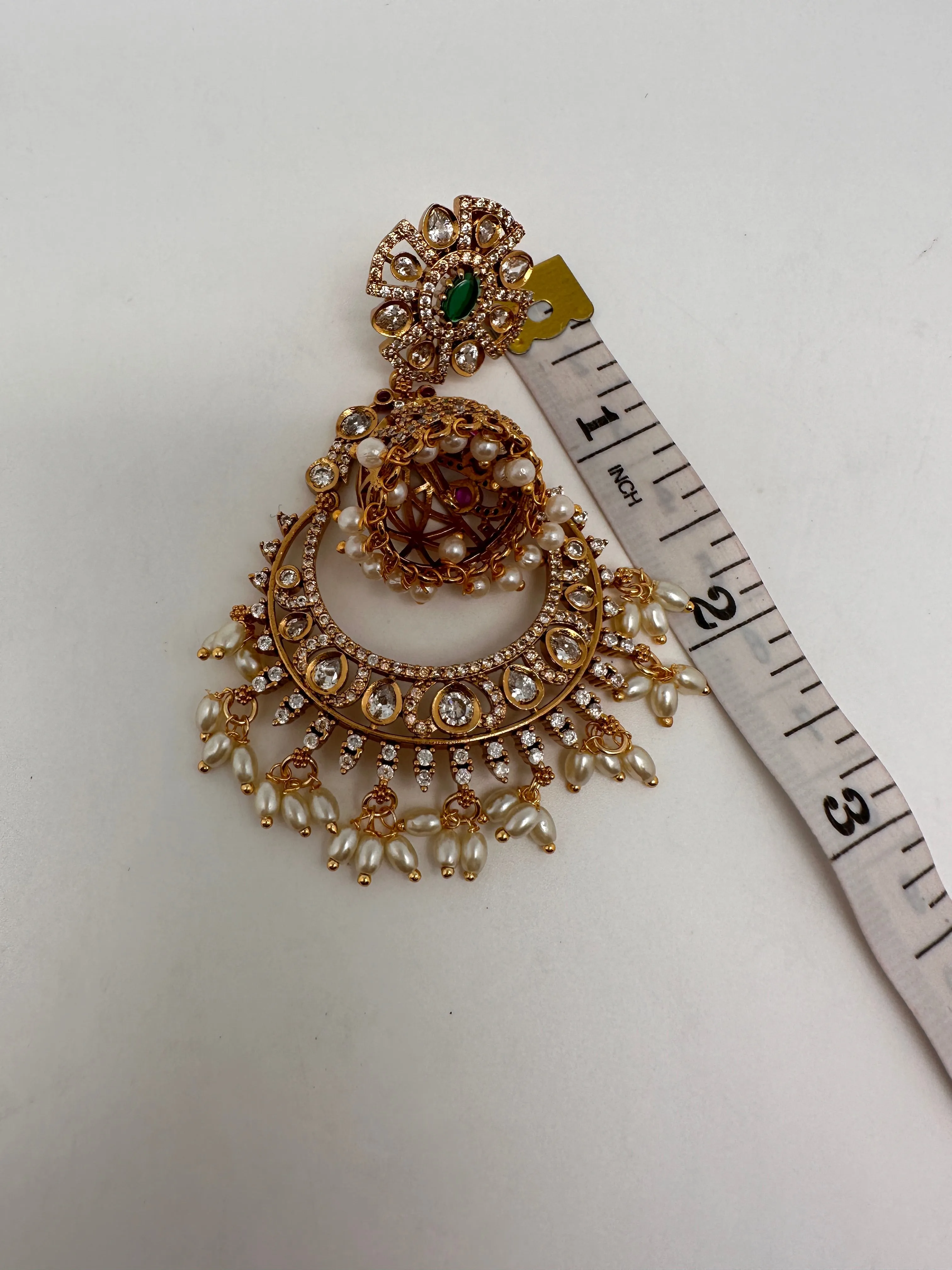 CZ Matte Chanbali Jhumki Earrings