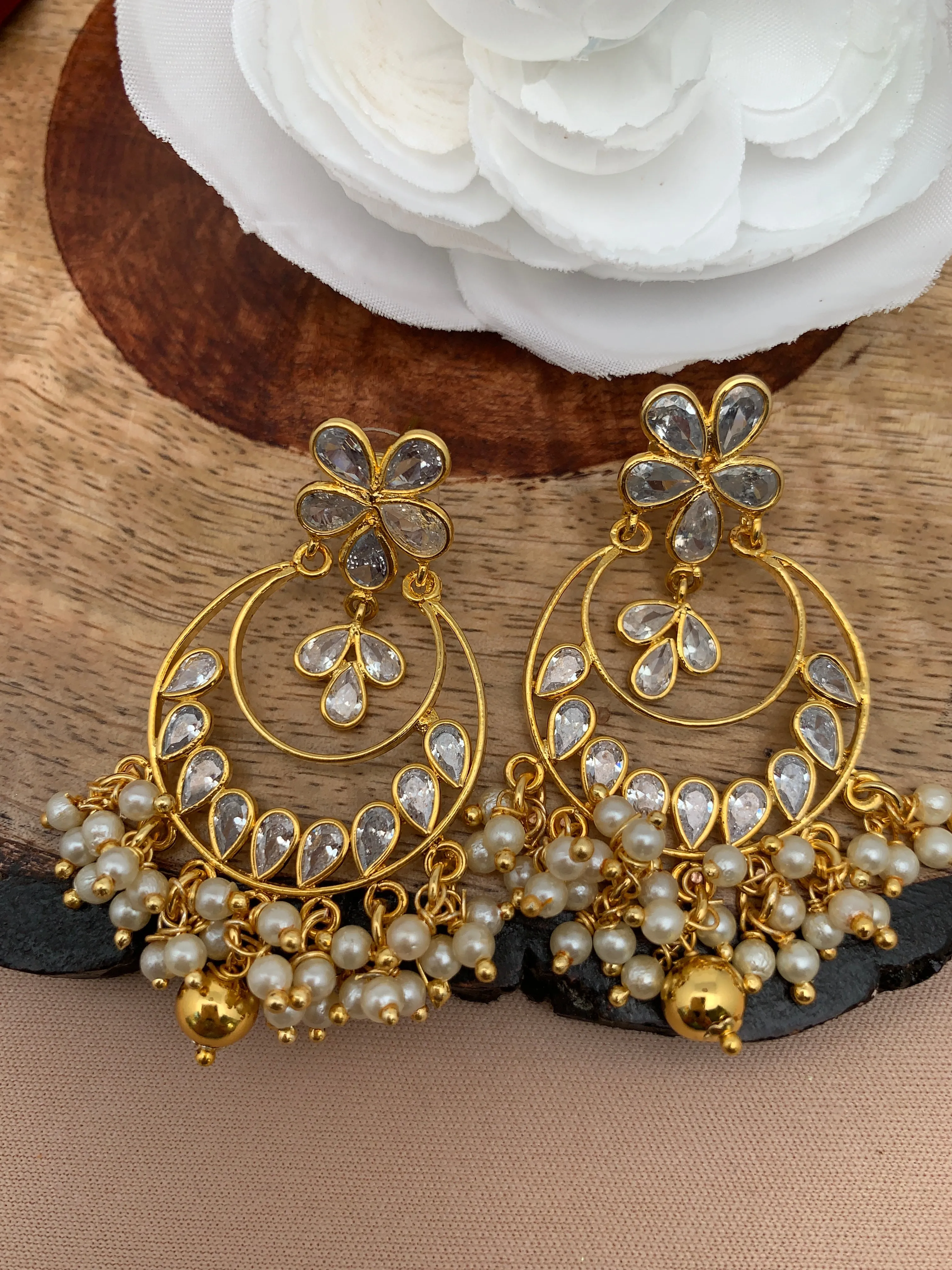 CZ Pearls Chandbali