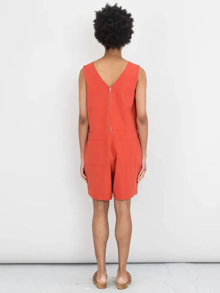 Folk V Romper in Minium Twill