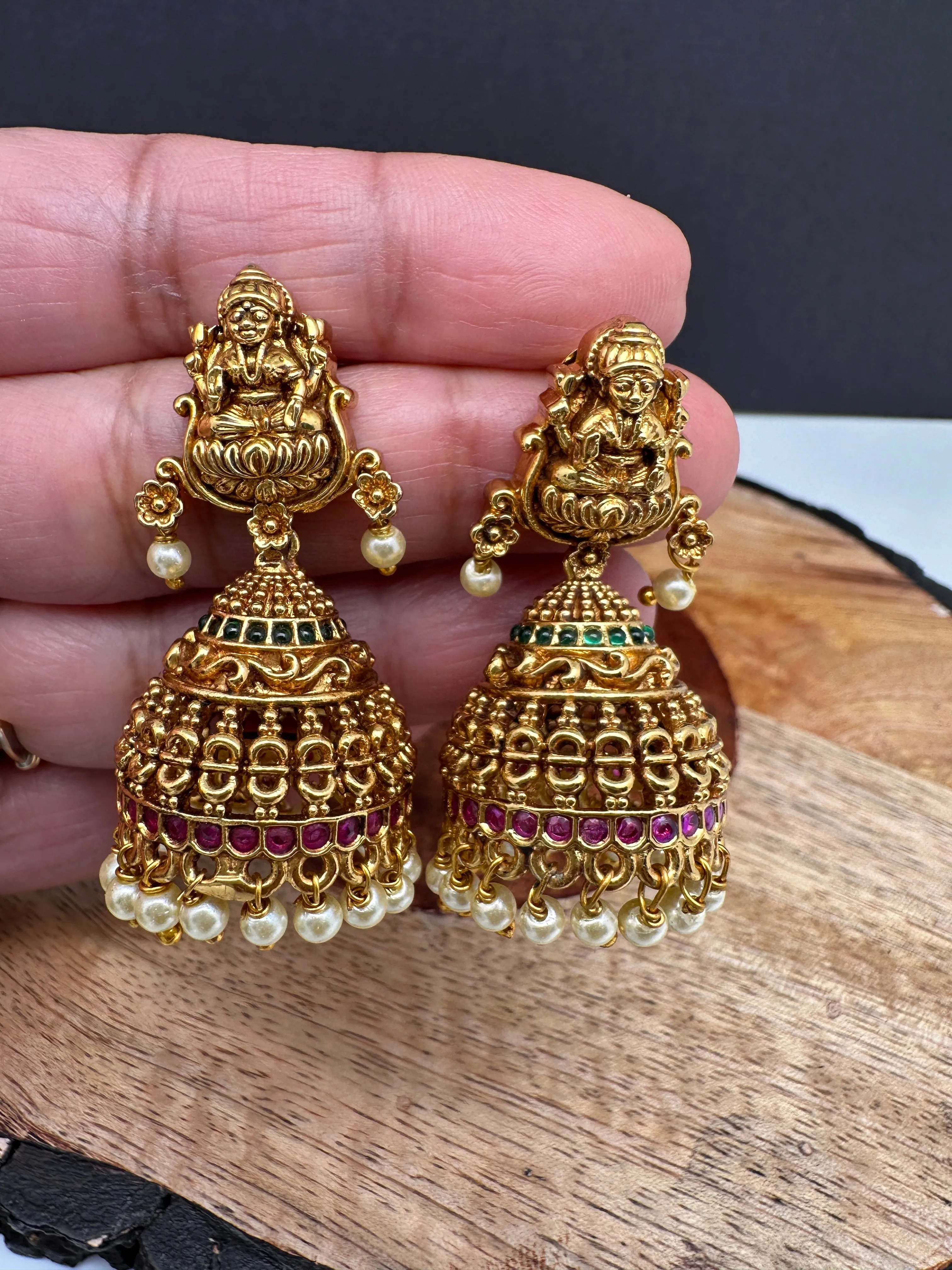 Goddess Lakshmi Matte Jhumkis