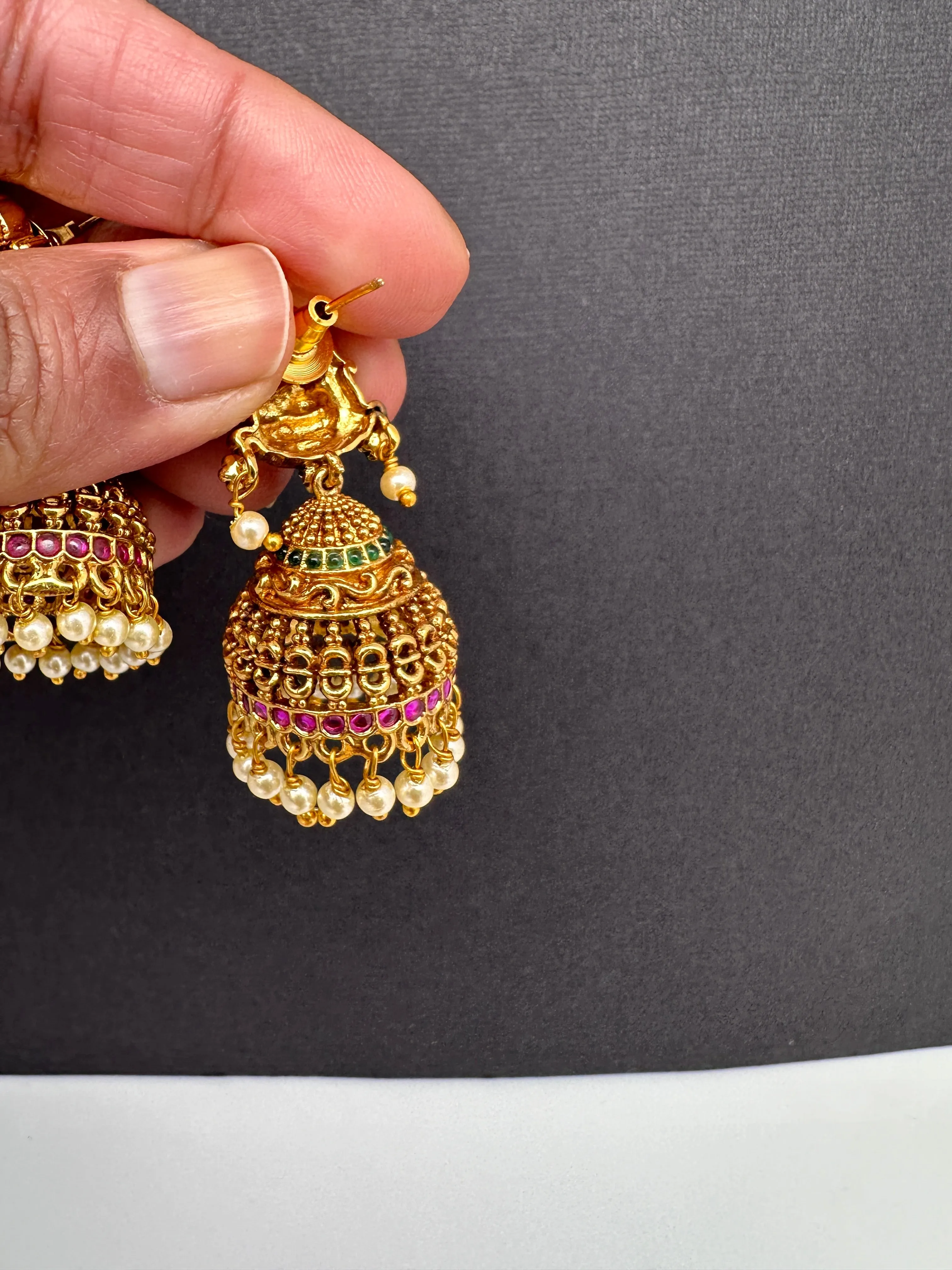 Goddess Lakshmi Matte Jhumkis