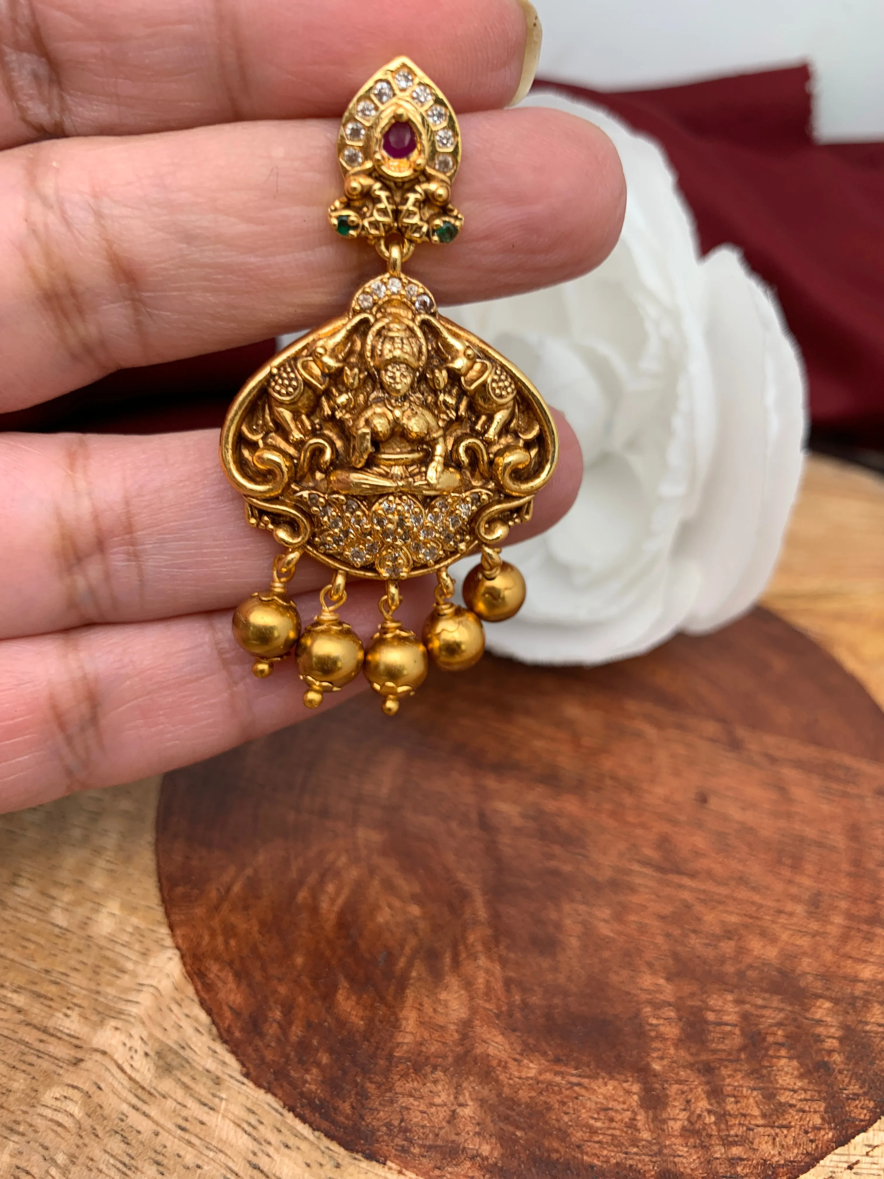 Goddess Lakshmi Nakshi Matte Finish Earrings