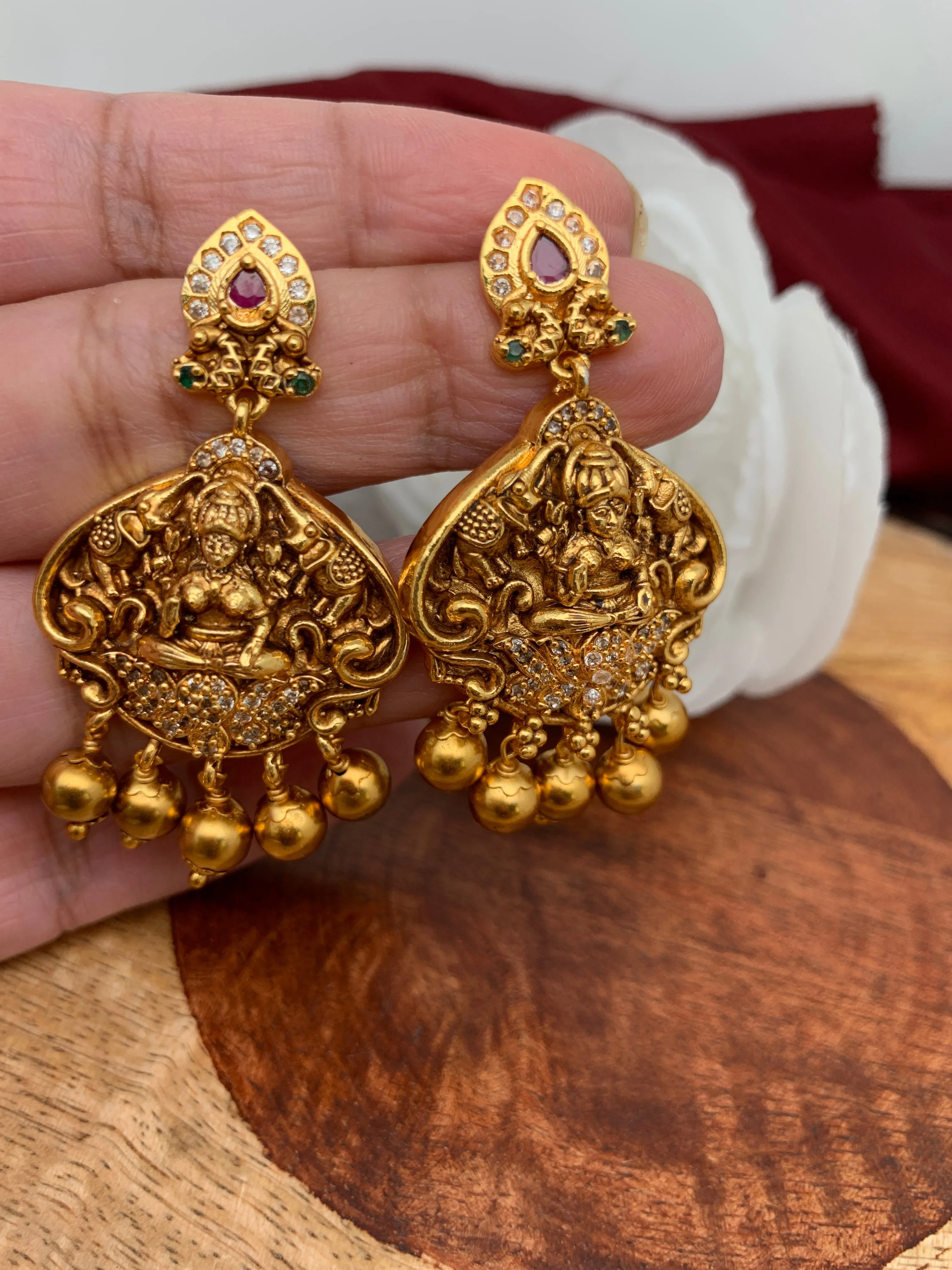 Goddess Lakshmi Nakshi Matte Finish Earrings