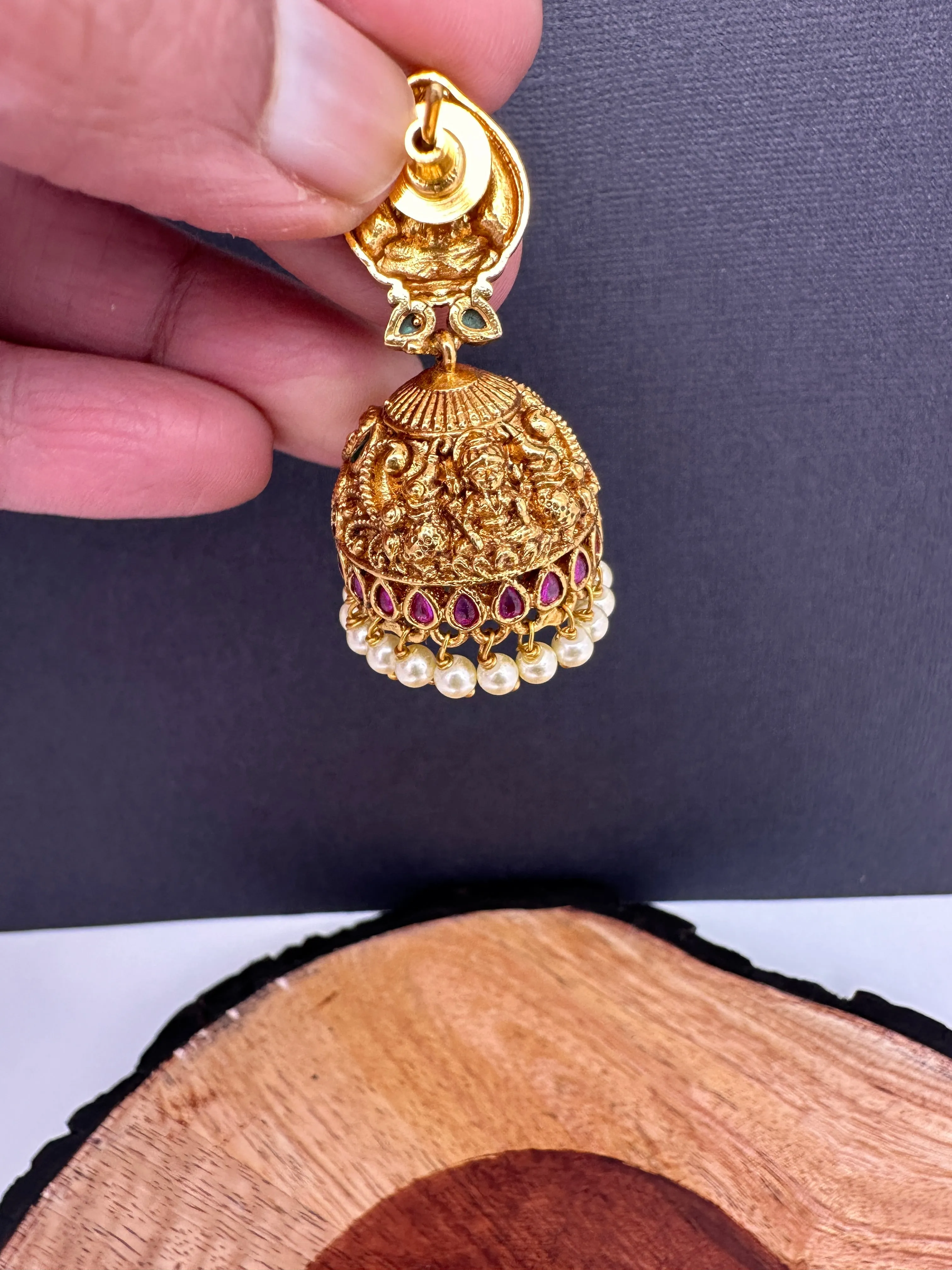 Goddess Lakshmi Nakshi Matte Jhumkis