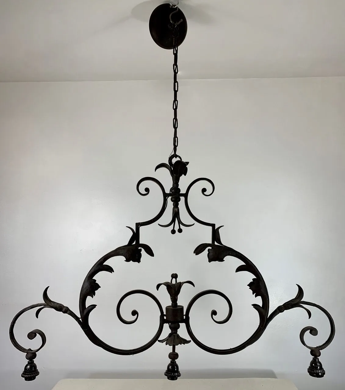 Iron Chandelier, Traditional, Ornate, Three- Light