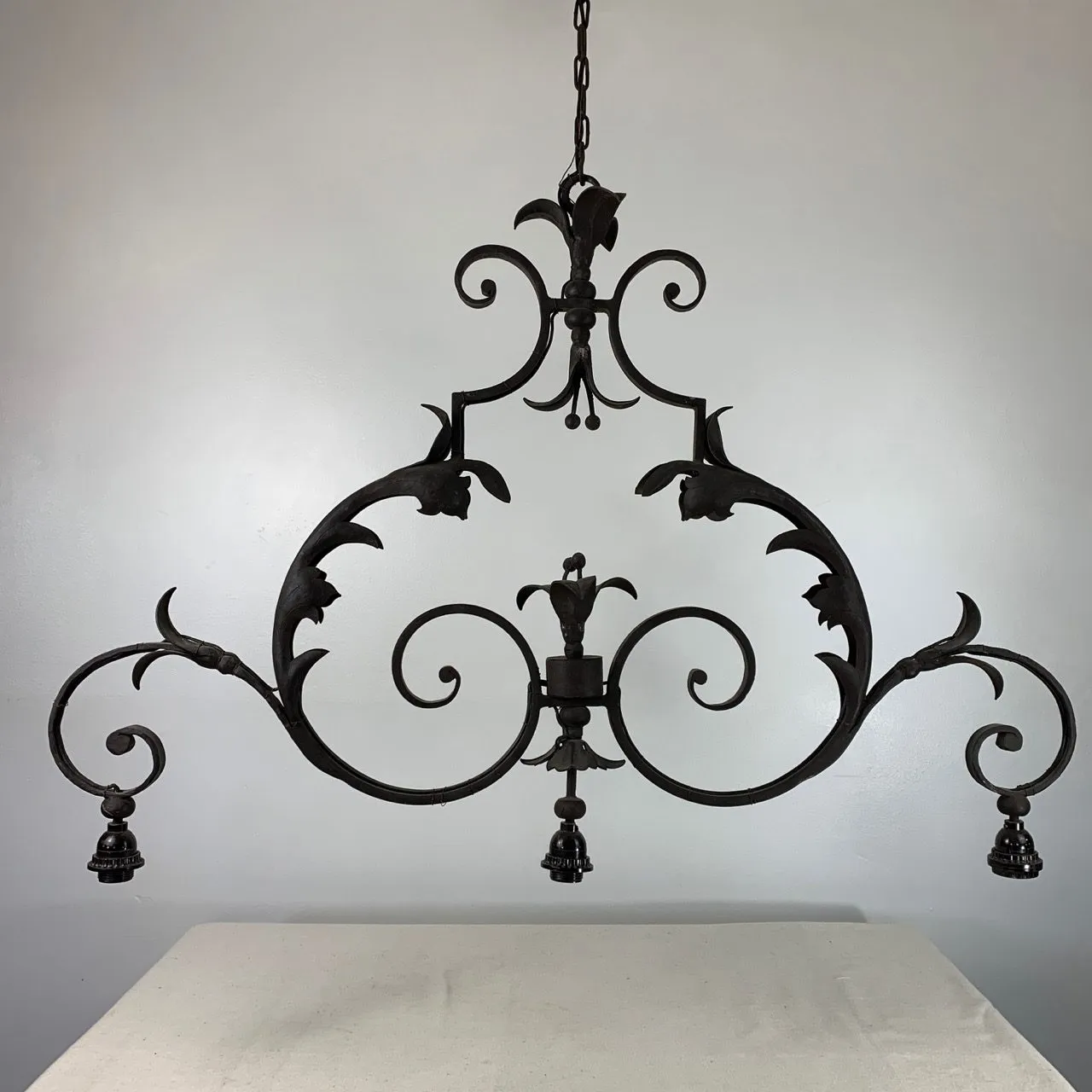 Iron Chandelier, Traditional, Ornate, Three- Light