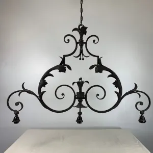 Iron Chandelier, Traditional, Ornate, Three- Light