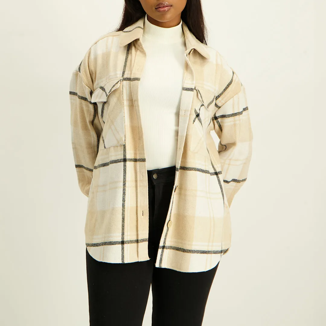 Ladies Stone/Black Shacket