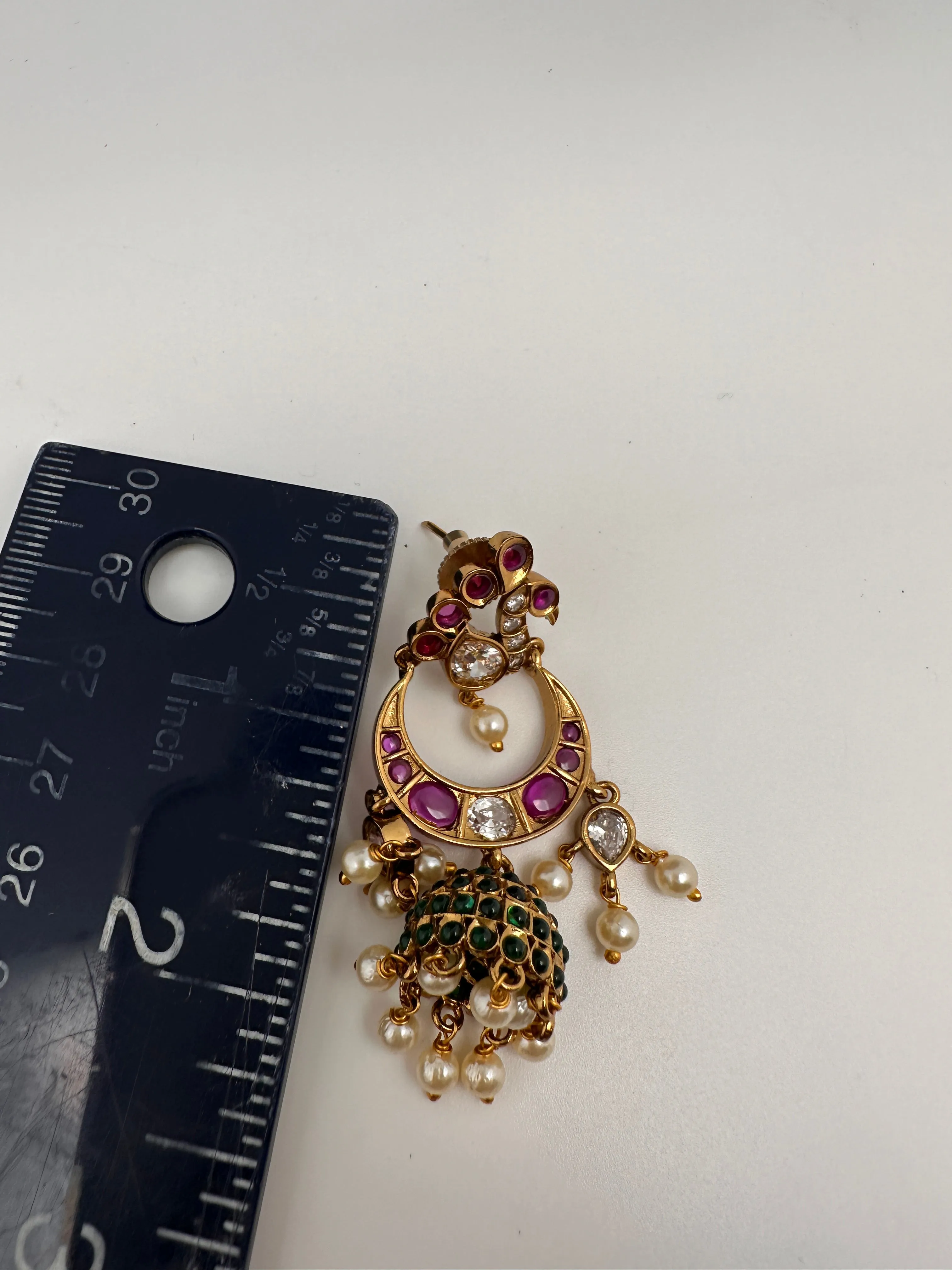 Peacock CZ Matte Jhumkis