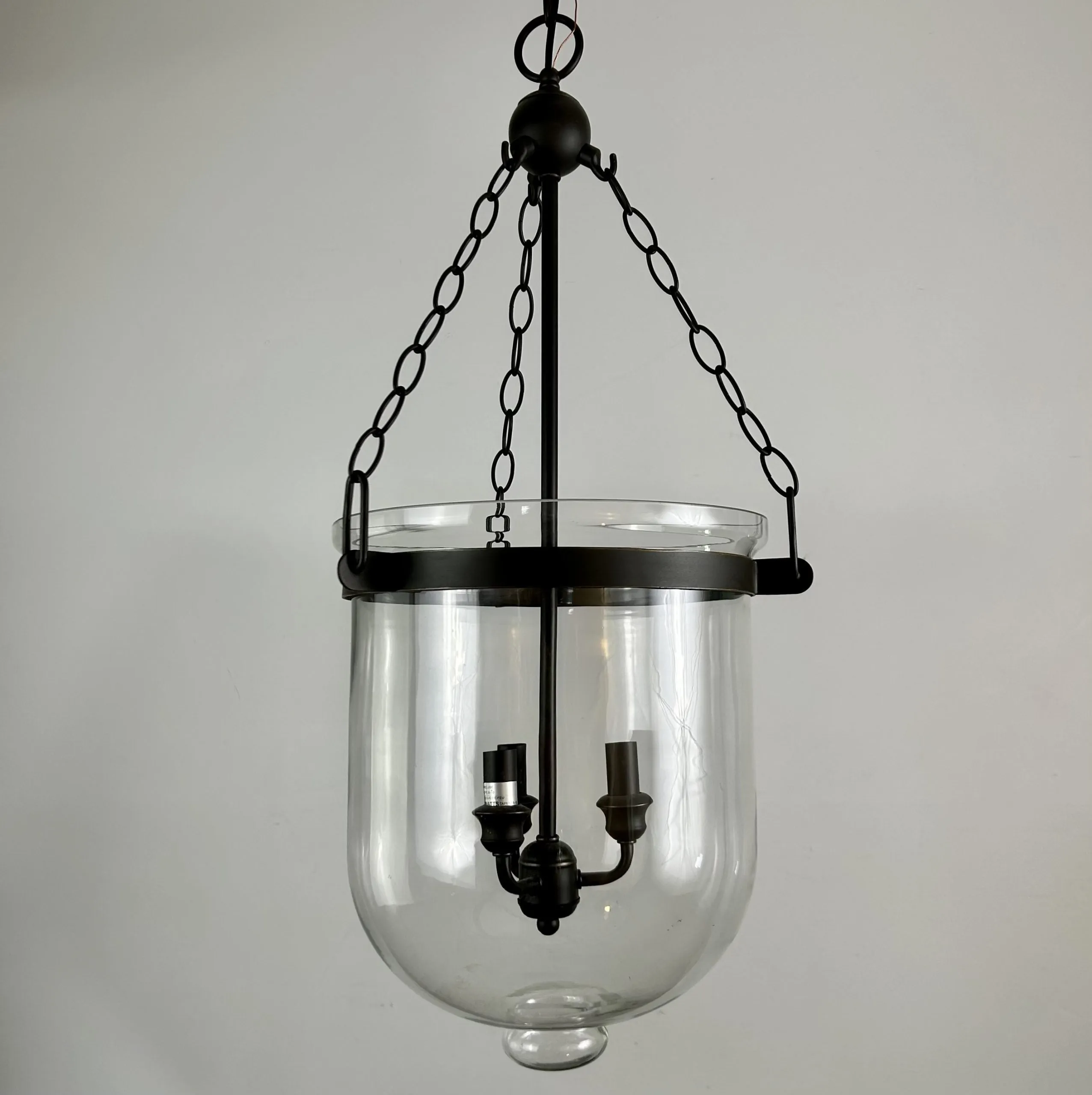 Pendant Light, Cloche Style, Large Glass Shade
