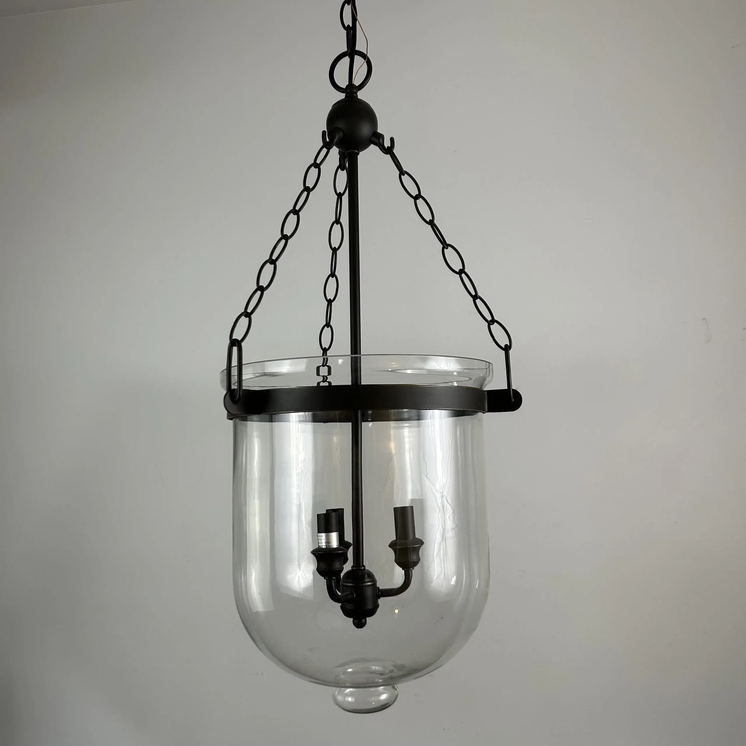 Pendant Light, Cloche Style, Large Glass Shade