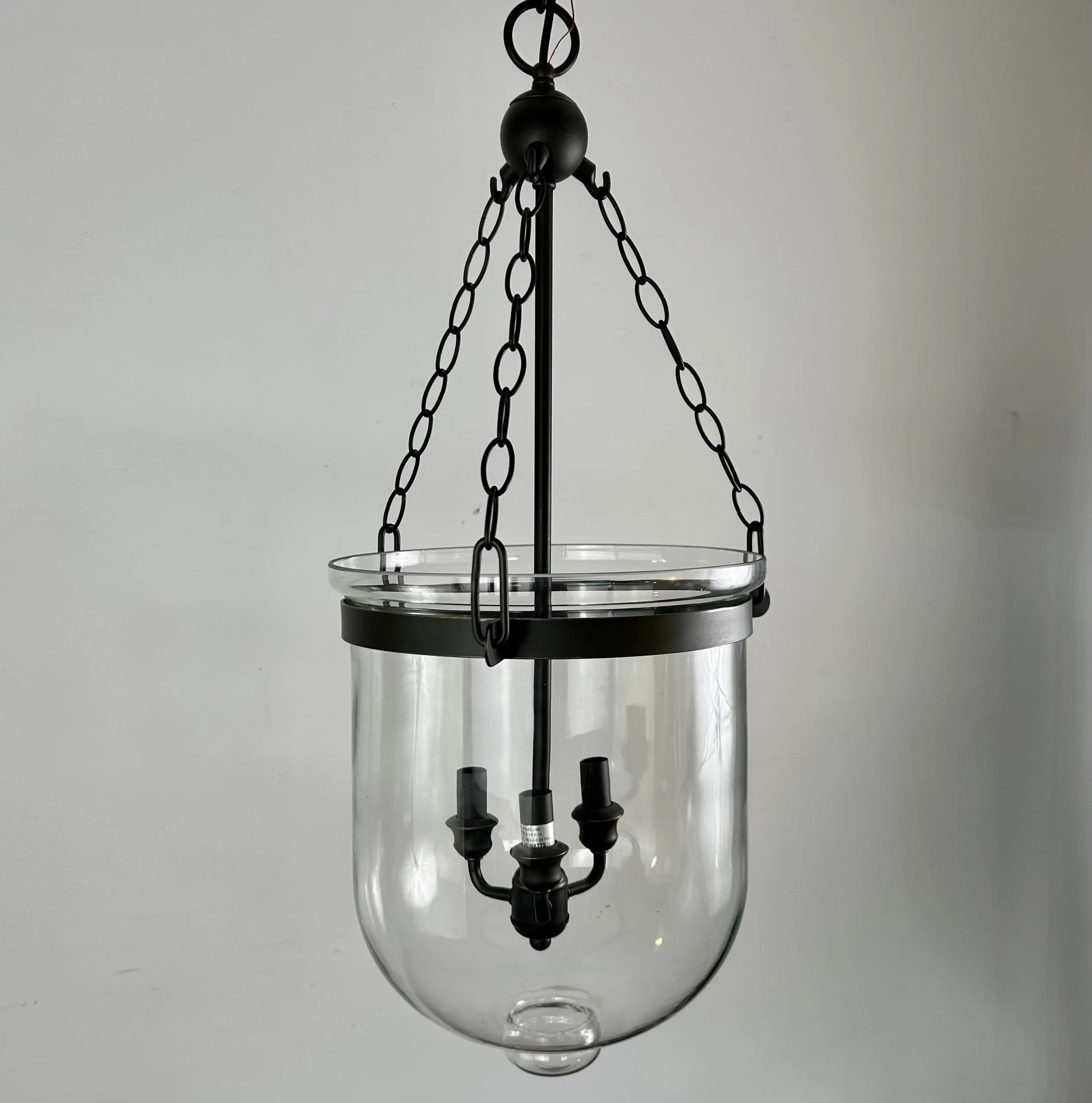 Pendant Light, Cloche Style, Large Glass Shade