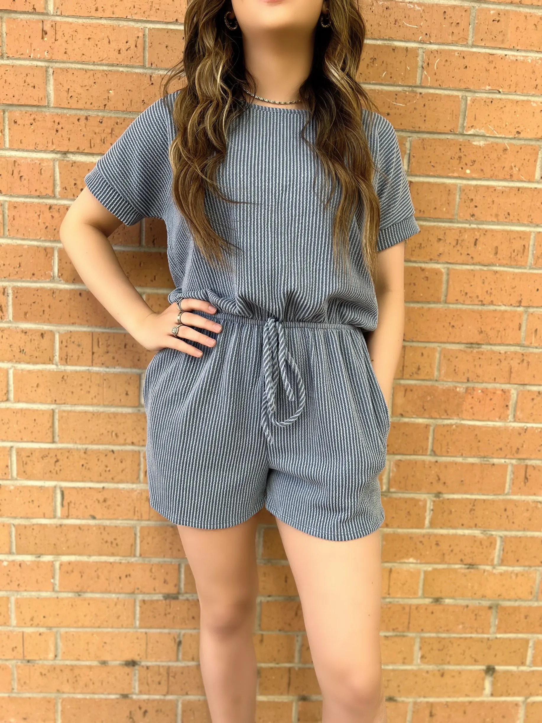 Vintage Denim Urban Ribbed Romper
