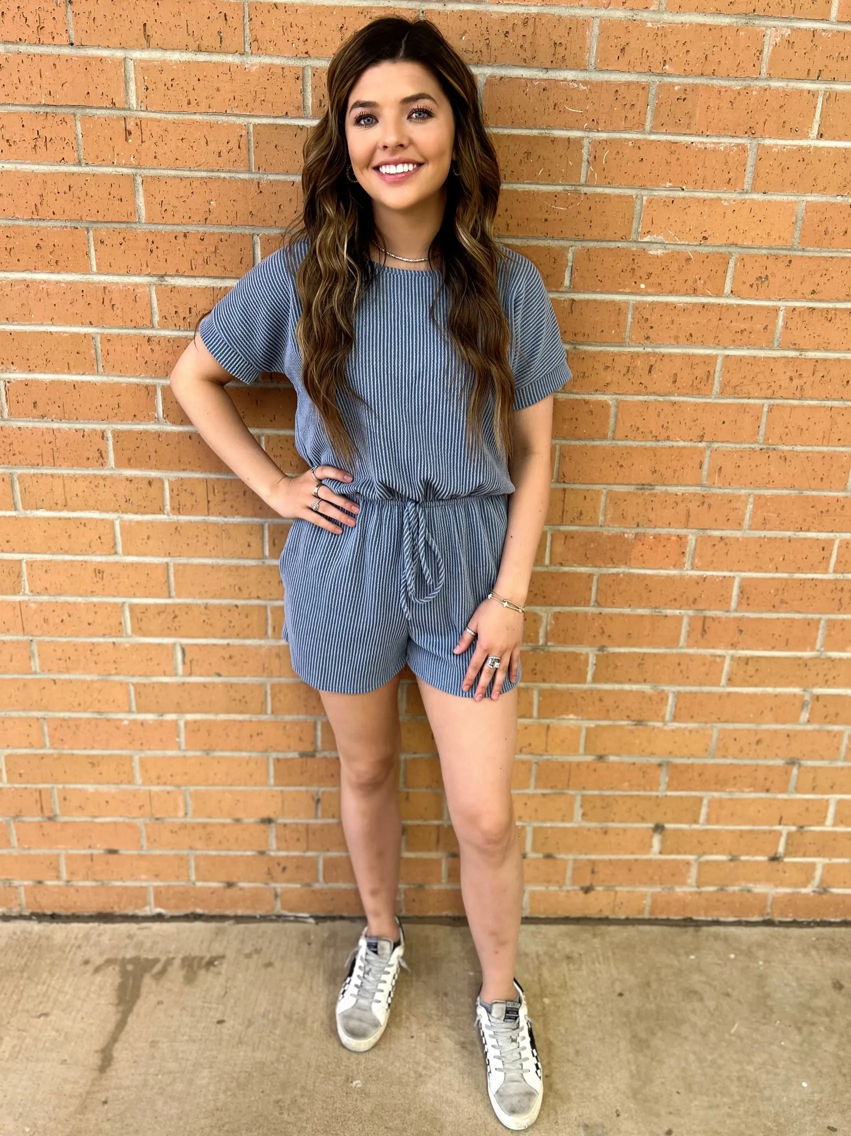 Vintage Denim Urban Ribbed Romper